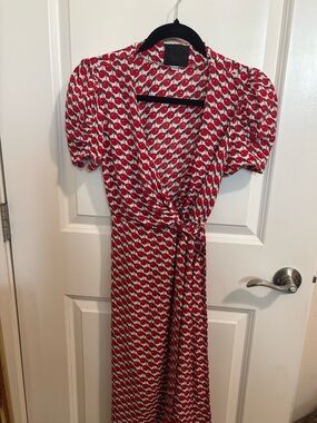 1990’s Anna Sui Red Cherry Print Runway Petite Dress